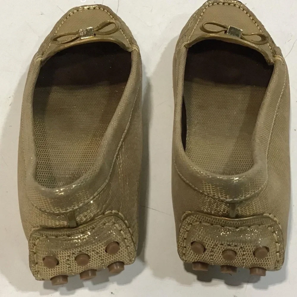 Tory Burch Women's Metallic Gold Moccasins Driving Loafer Size 8.5M